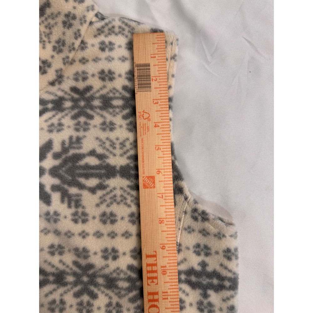 Woolrich Womens Fleece Vest Snowflake Print Full Zip Pockets Cream Gray Size S - Picture 6 of 8